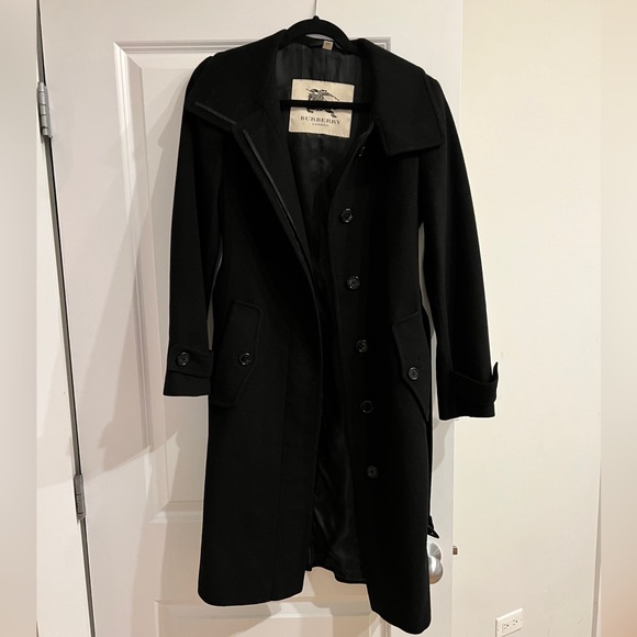 Burberry Black Wool Belted Mid-Length Coat - Picture 11 of 16